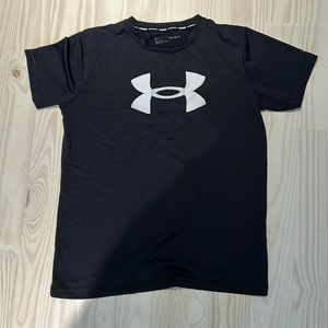 Under Armour Boys Swim Shirt Top Youth Large L Rashguard Black.